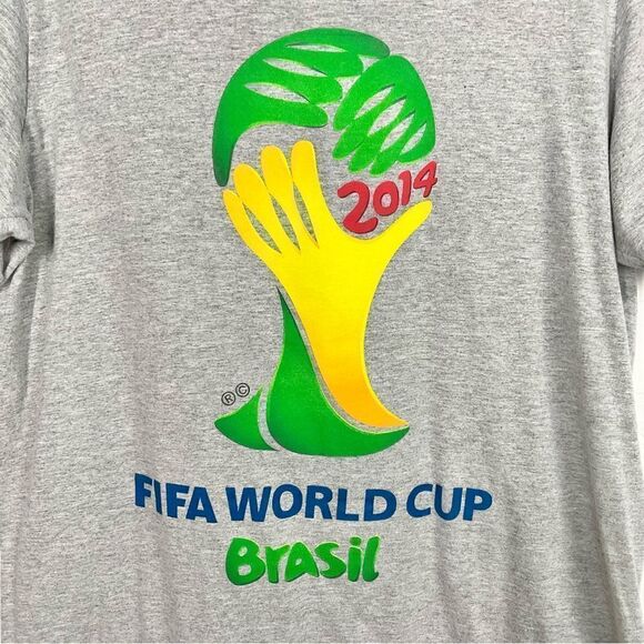 Adidas 2014 Gray FIFA World Cup Brasil Graphic T-Shirt Medium - Picture 2 of 6